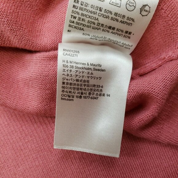 H&M Lightweight Tunic Sweater Womens M Top Rose Pink Drop Shoulder Pullover - Picture 12 of 12